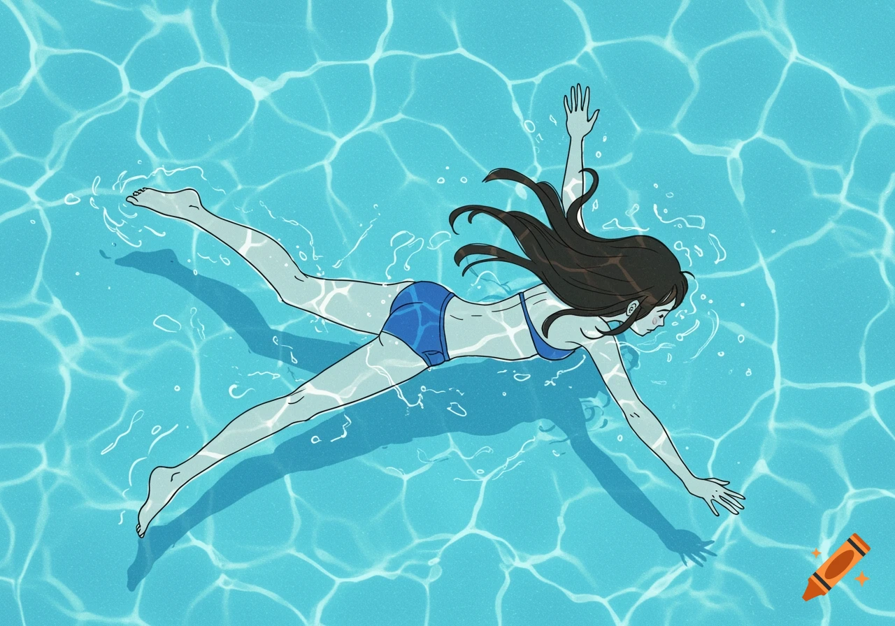 Illustration of a person swimming in a pool.