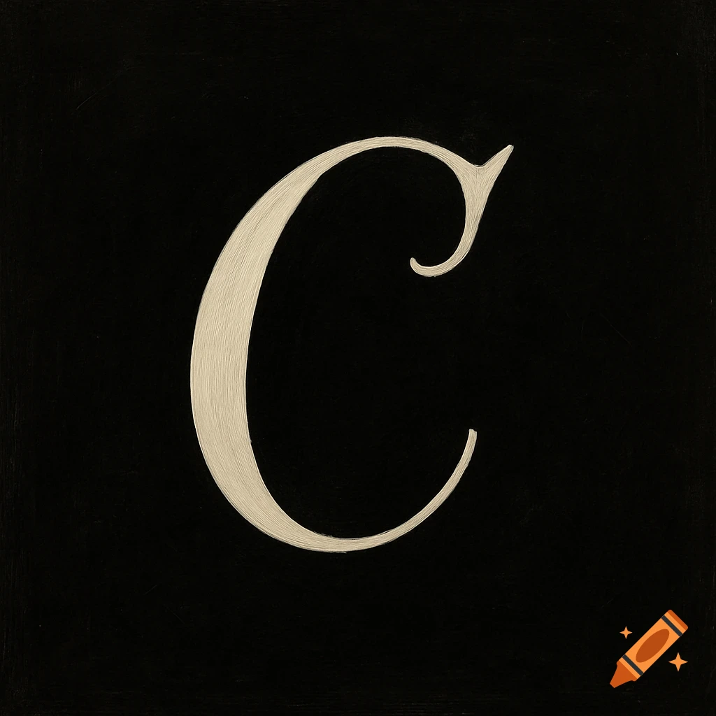 A fancy, textured capital letter C on a black background.