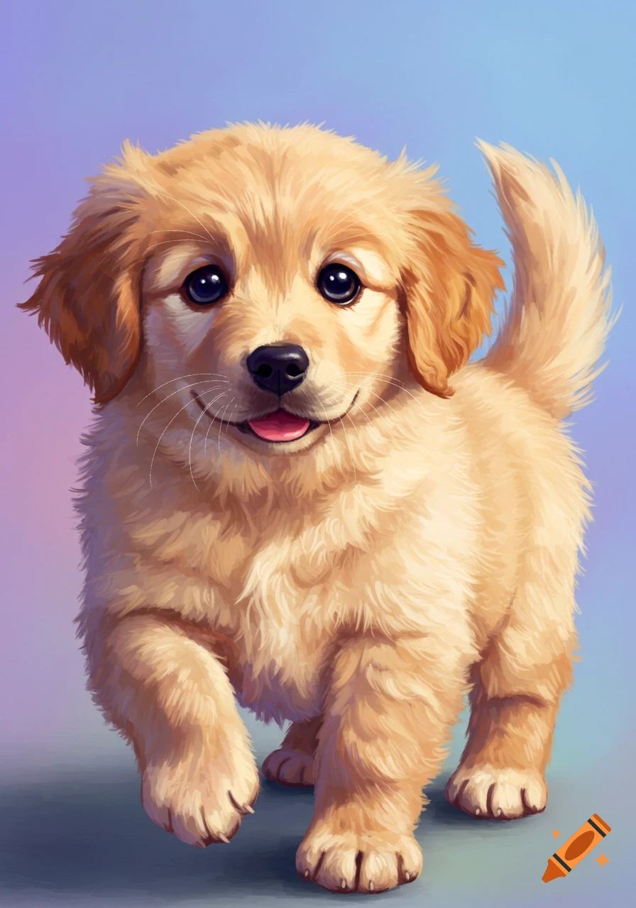 Stylized illustration of a golden retriever puppy