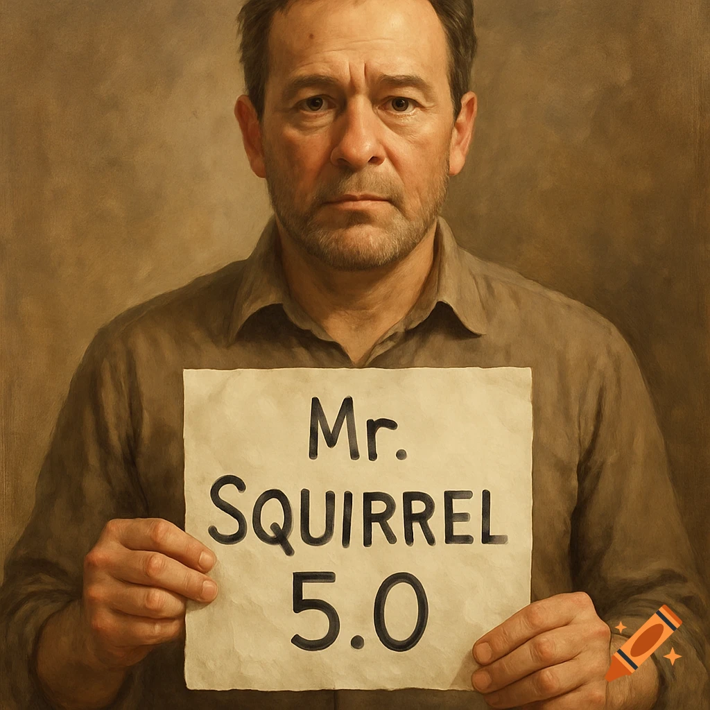 A man holding a paper sign with text.