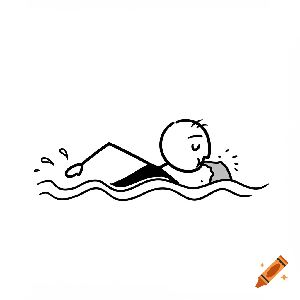 Stick figure swimming freestyle
