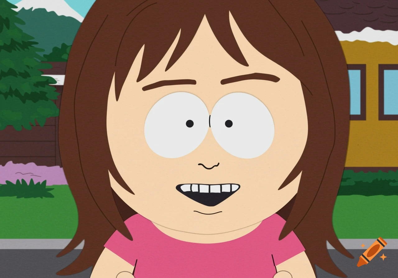 A cartoon girl in the South Park style