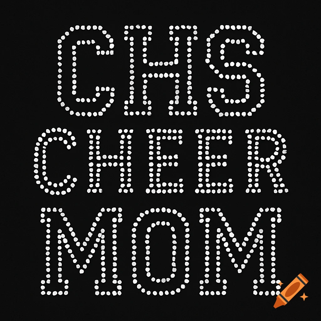 Rhinestone template text 'CHS Cheer Mom' on black.