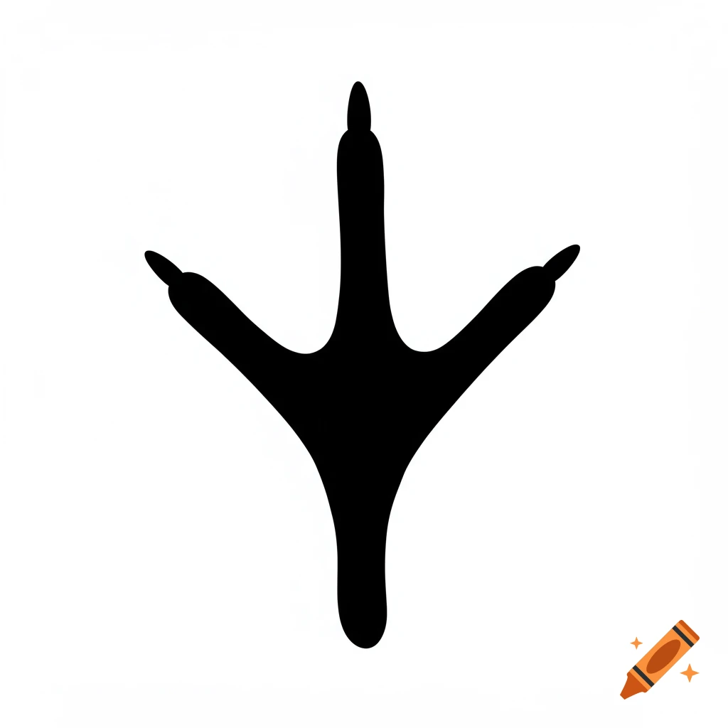 Black turkey footprint silhouette on a white background