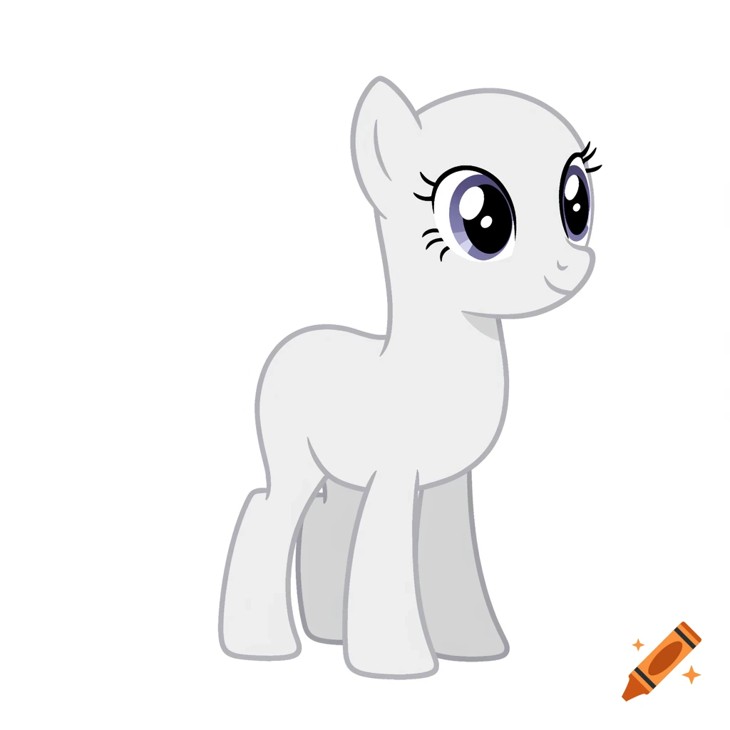A blank white cartoon pony base, My Little Pony style.