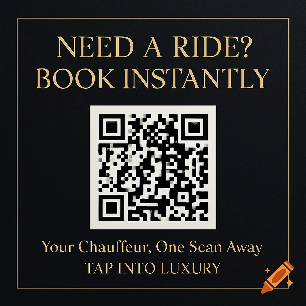Luxury car service sign with QR code and booking information