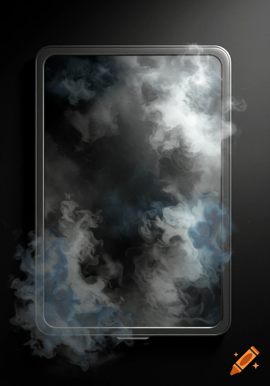 Abstract smoke contained within a rectangular frame.