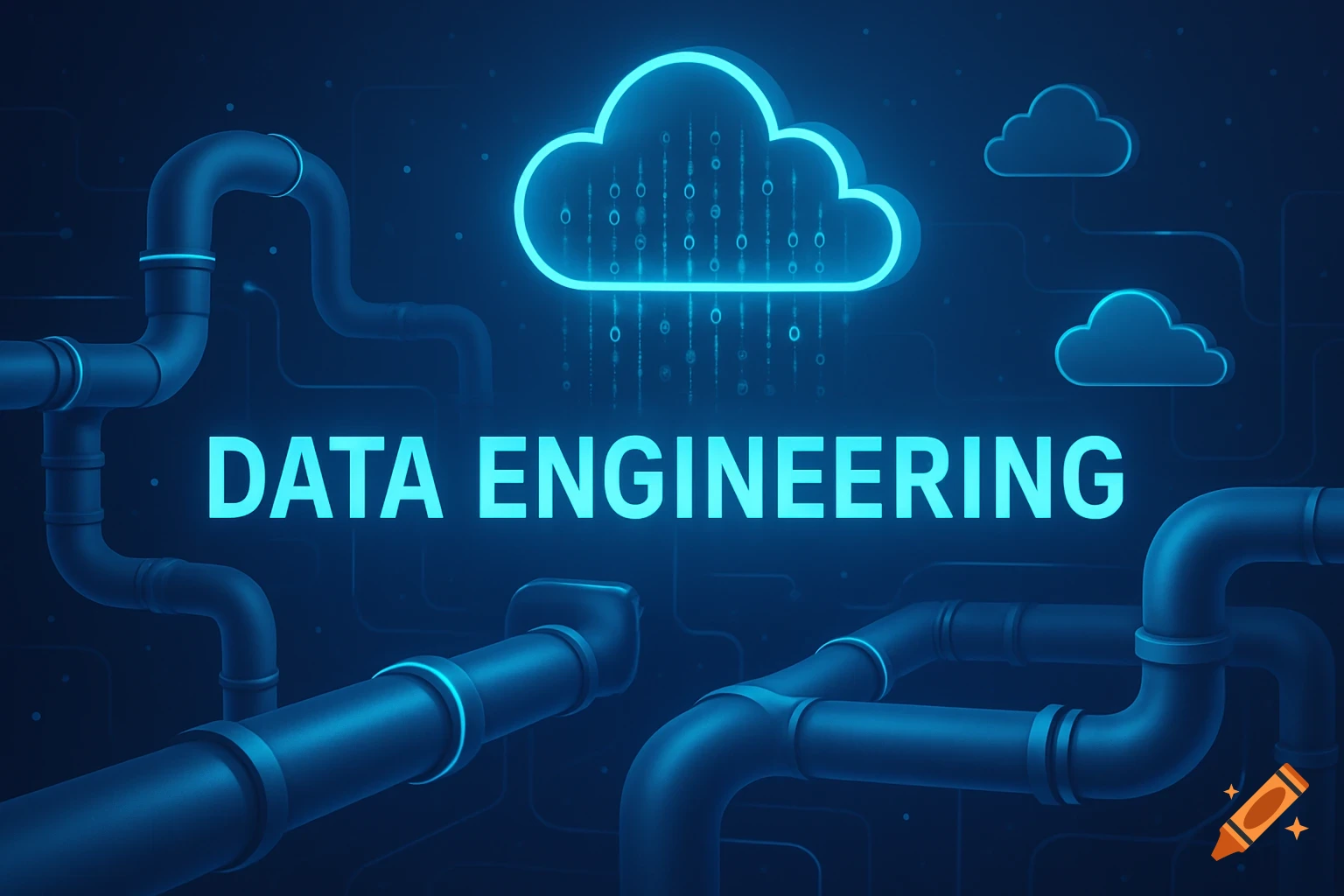 A banner with abstract data pipelines, cloud symbols, and the text 'DATA ENGINEERING'.