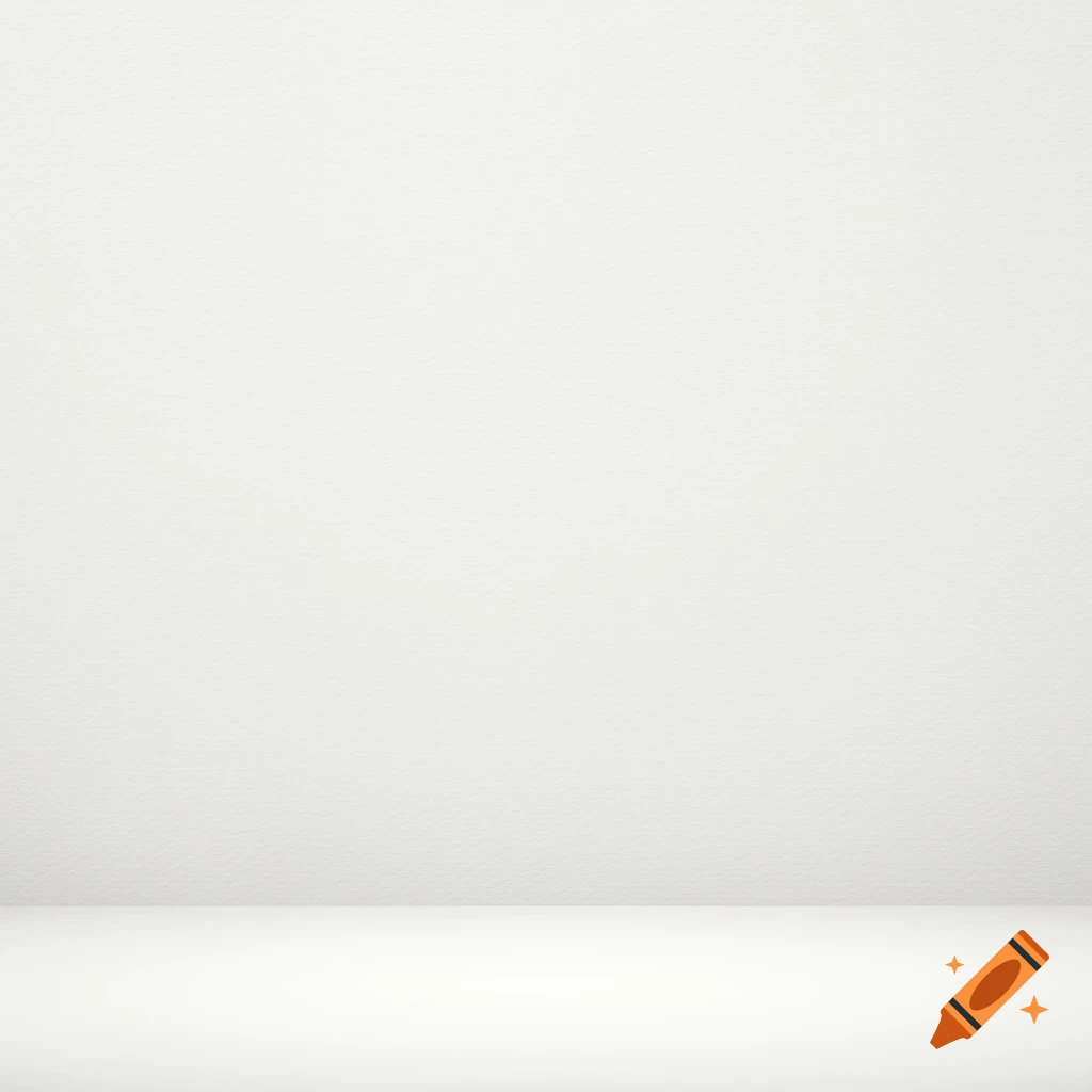 A plain white wall and floor background.