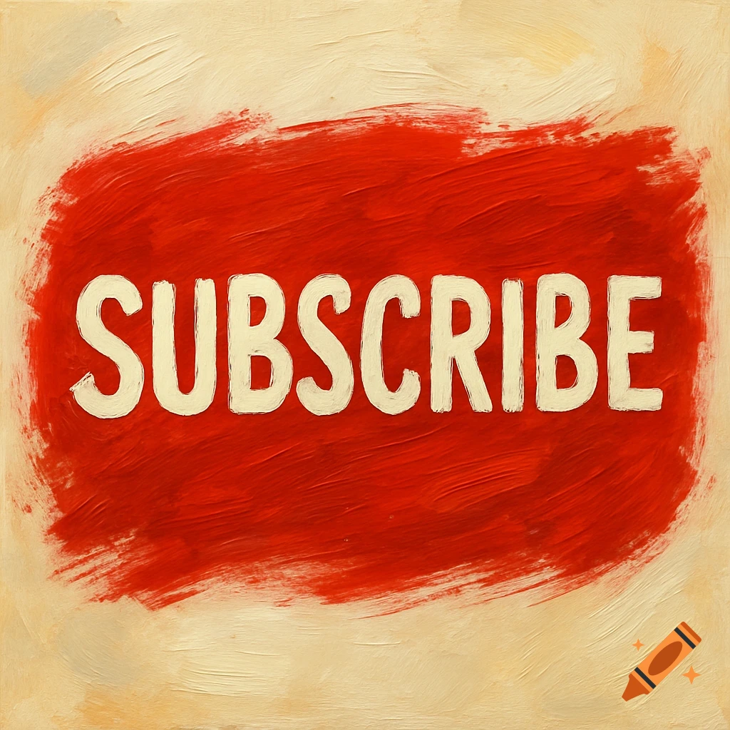The word SUBSCRIBE in white text on a red brushstroke background.