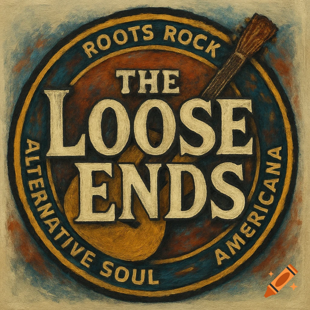 Logo for The Loose Ends band with text and a guitar neck in a textured style.