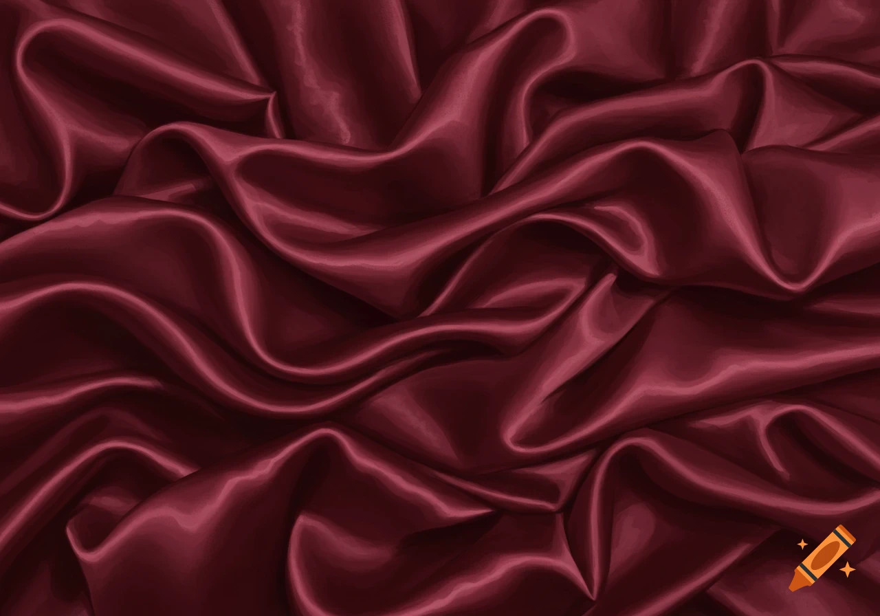 Close-up texture of ruffled deep red satin fabric