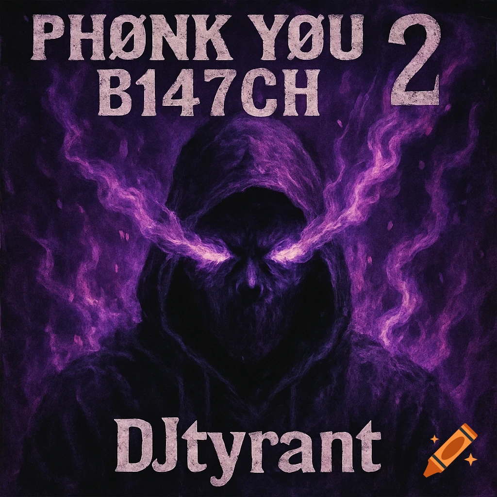 Album cover with a dark hooded figure, glowing purple eyes, and purple smoke.