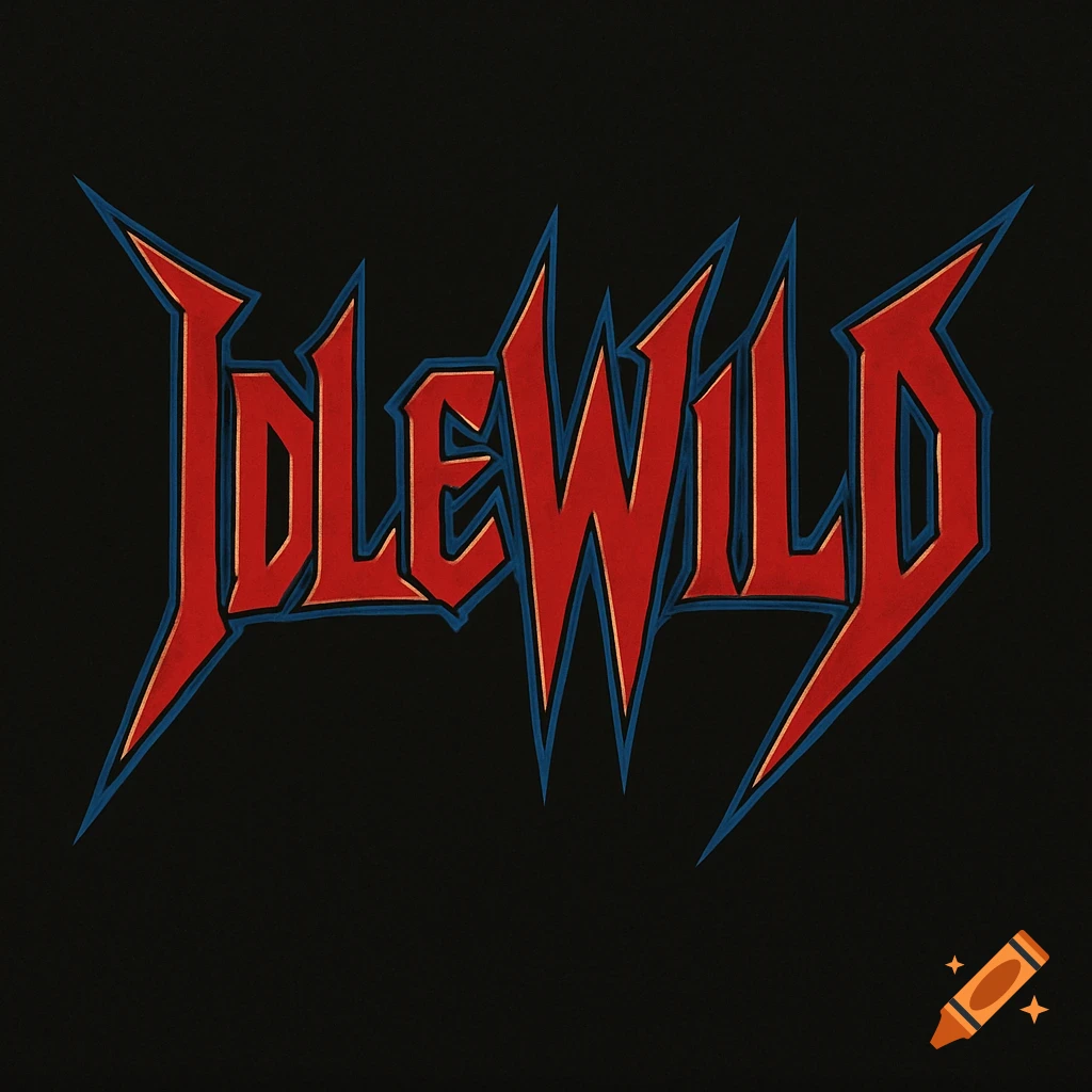 IDLEWILD band logo in a jagged red 80s metal style