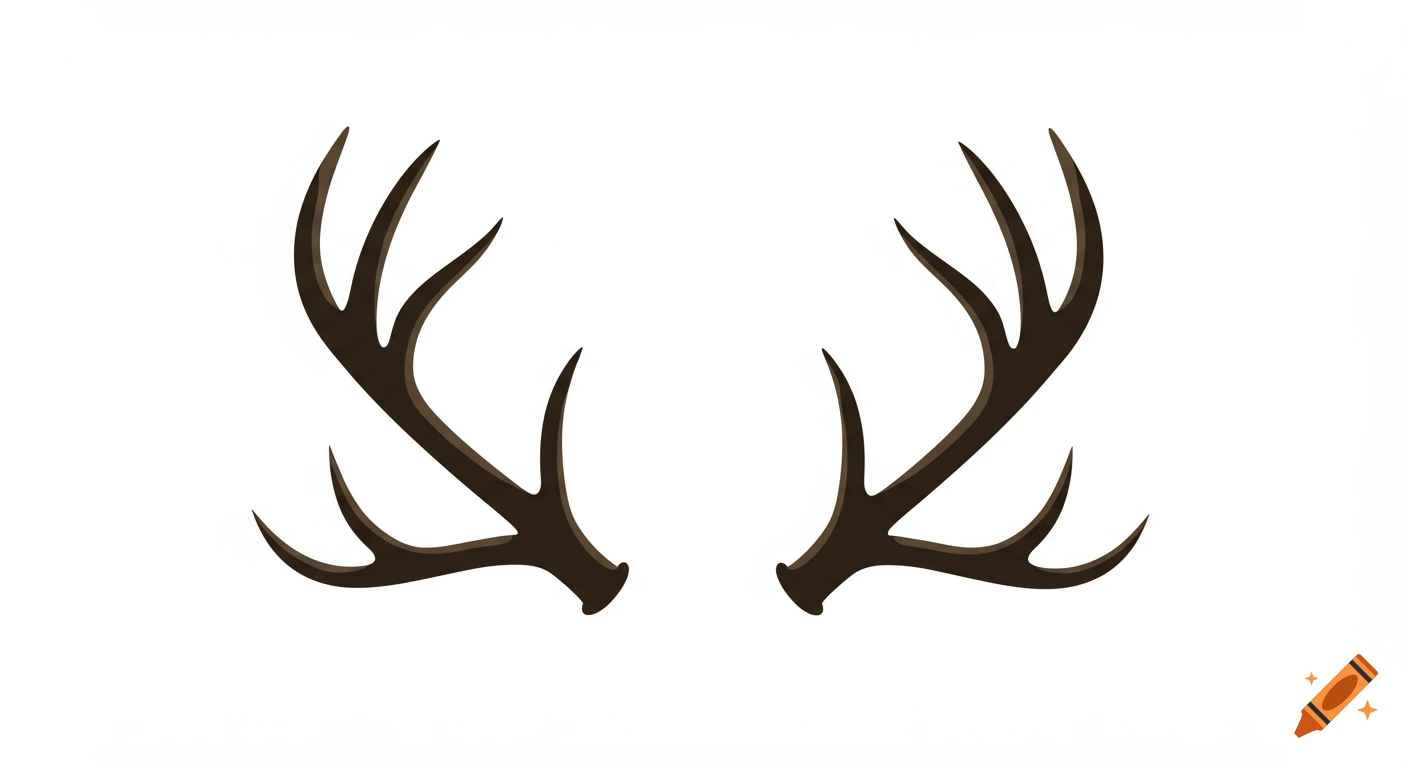 Two deer antlers in a vector art style.