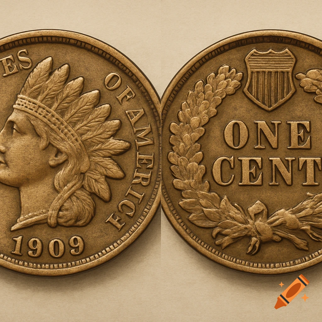 Close-up of the obverse and reverse sides of an Indian Head penny.