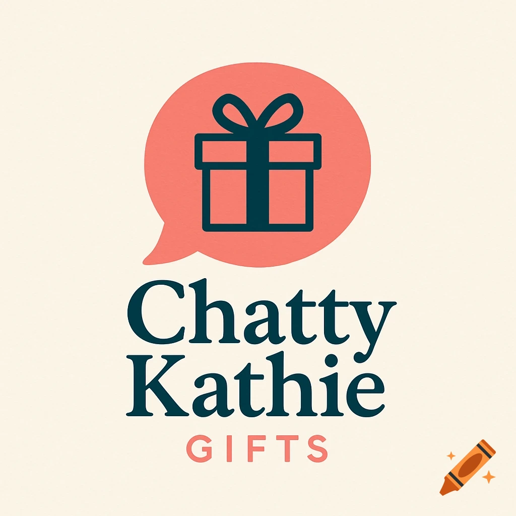 Logo for Chatty Kathie Gifts with a gift box inside a speech bubble icon.