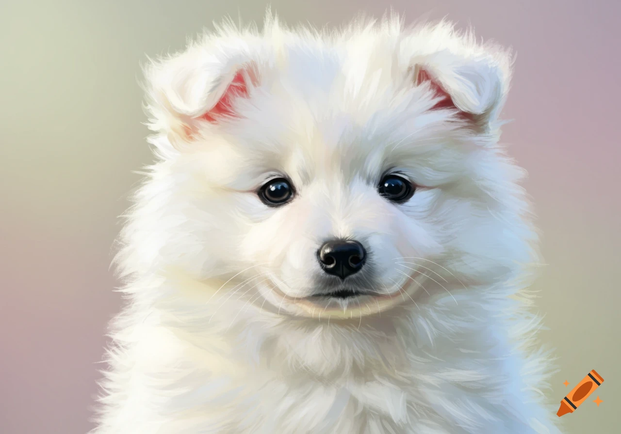 Illustration of a white fuzzy puppy