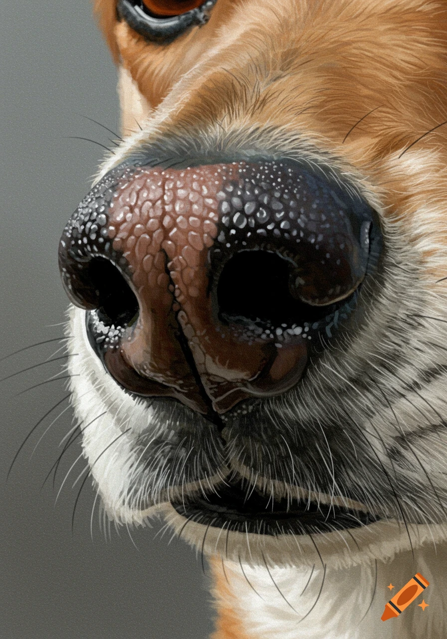 Detailed close-up of a dog's wet nose and surrounding fur.