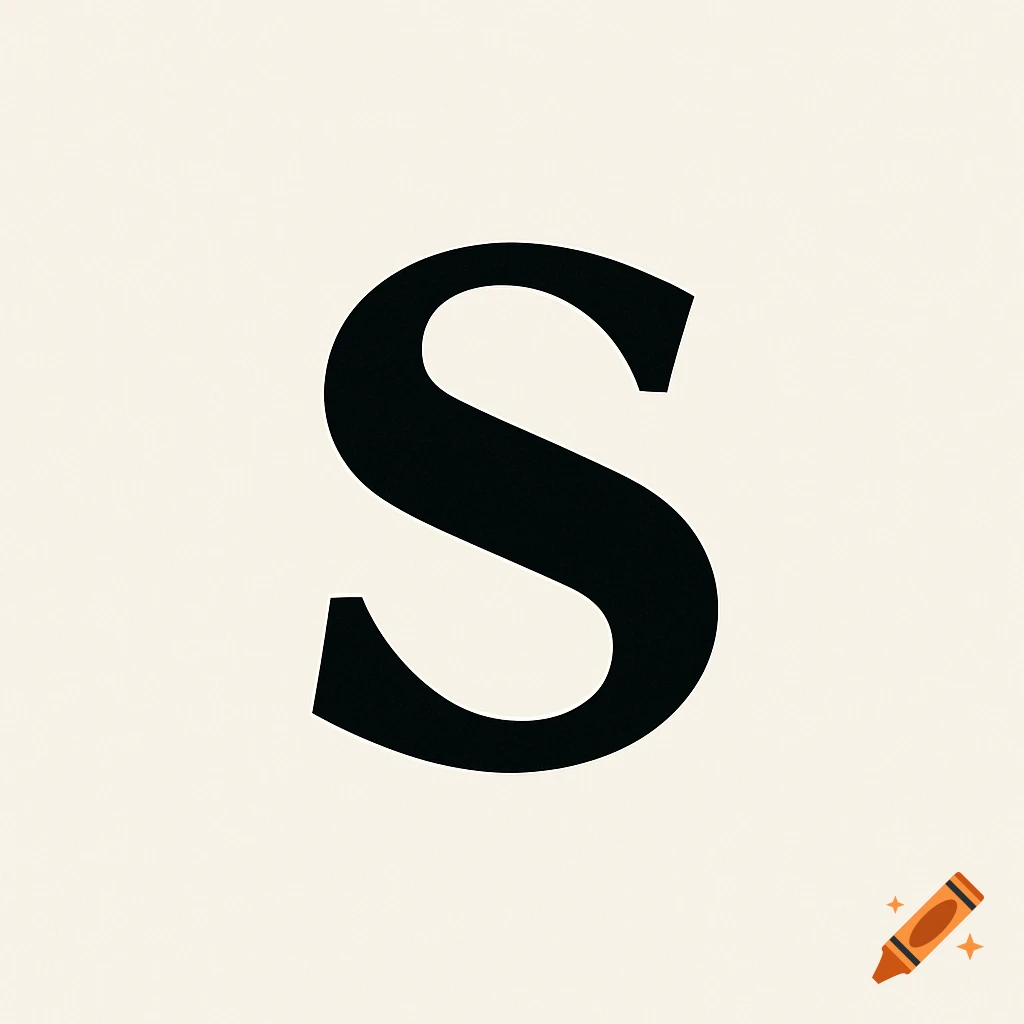 A large black letter S on a light textured background.