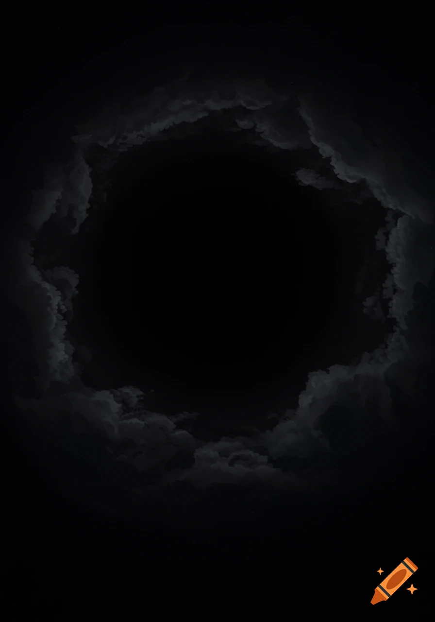 Dark clouds surrounding a black void.