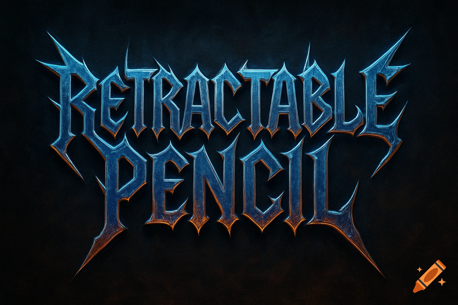 The words 'Retractable Pencil' rendered in a metallic, spiky heavy metal style font.