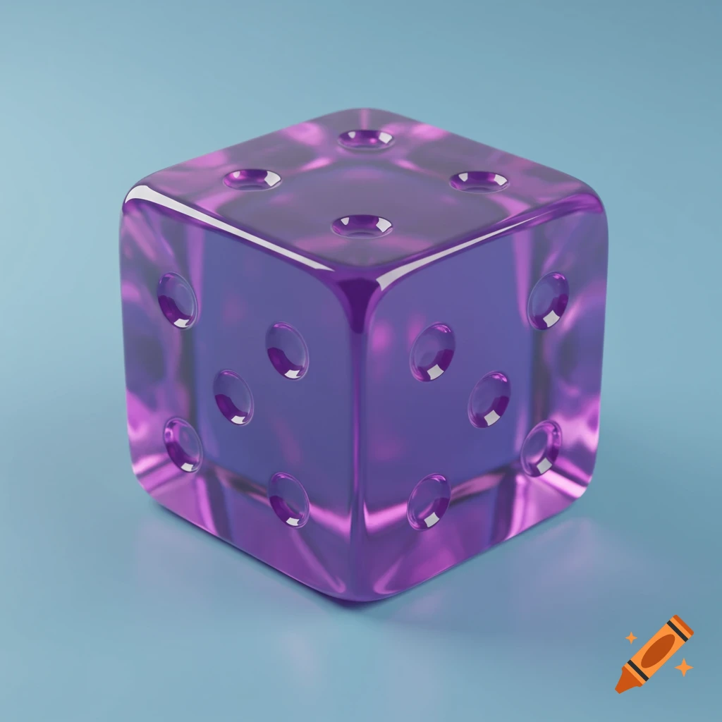 A transparent purple die.