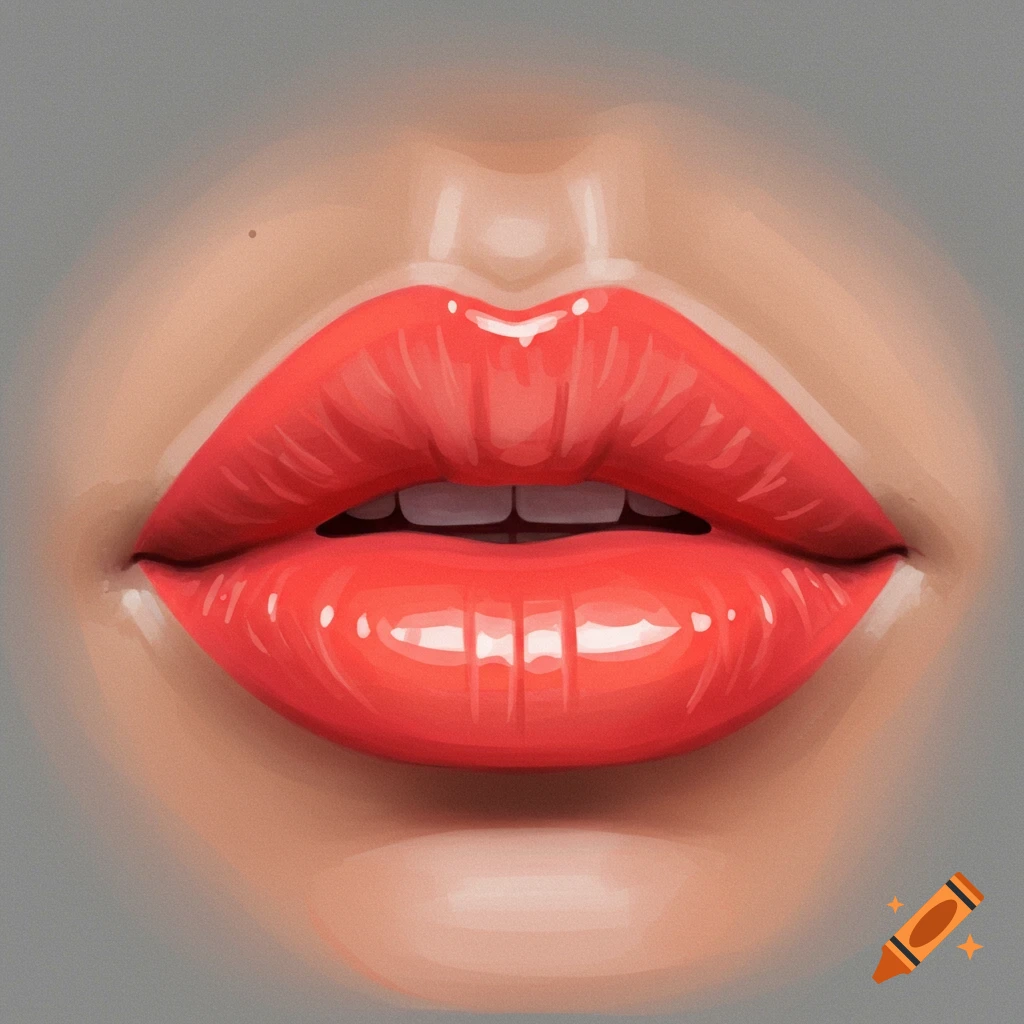 Close-up digital painting of glossy red lips.