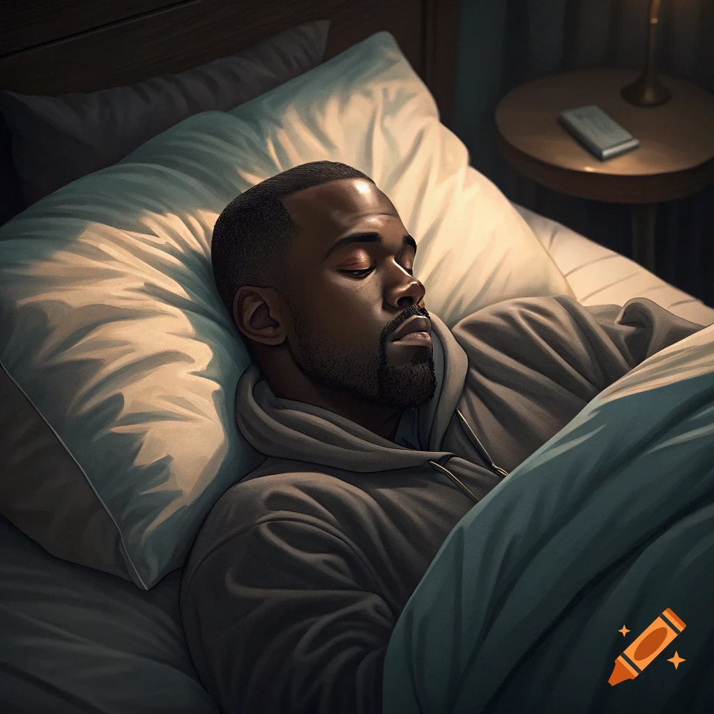 A man sleeps soundly in a dim bedroom.