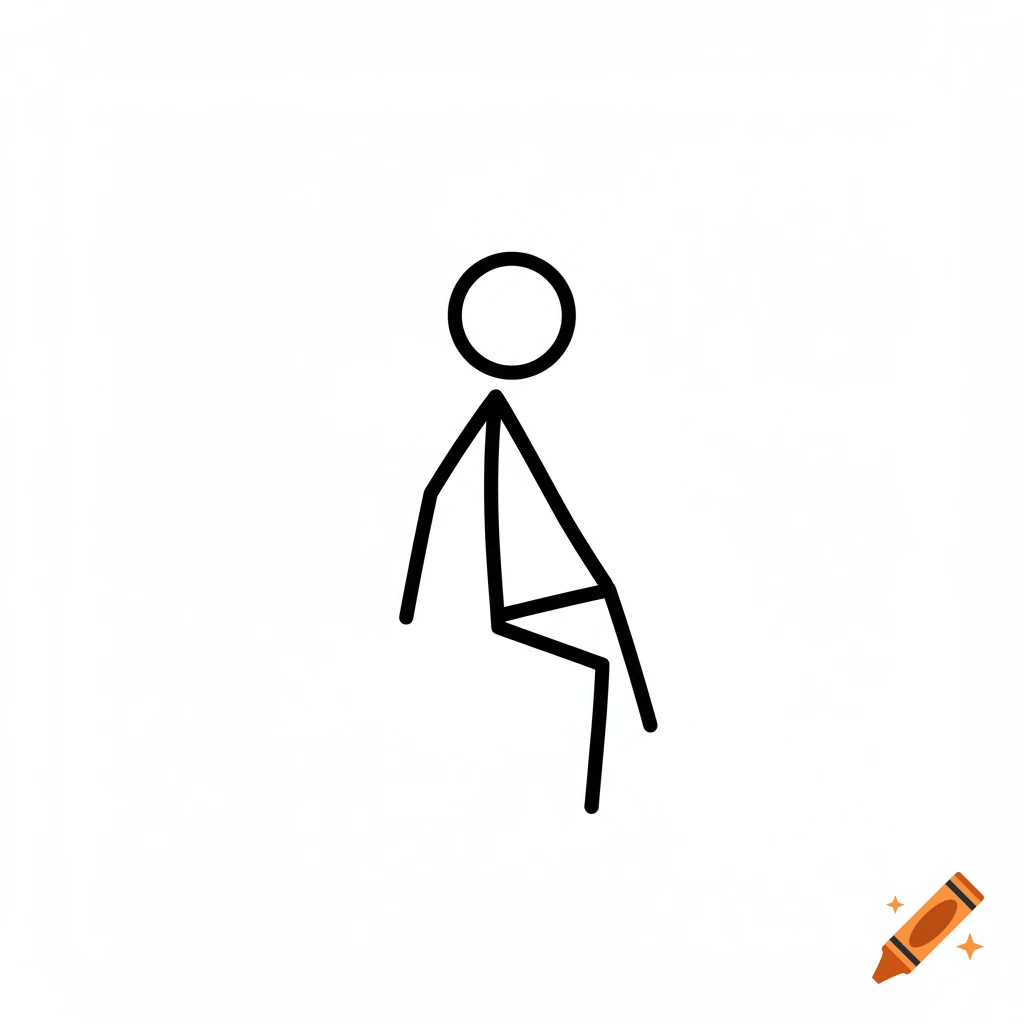 Black stick figure sitting on a white background.