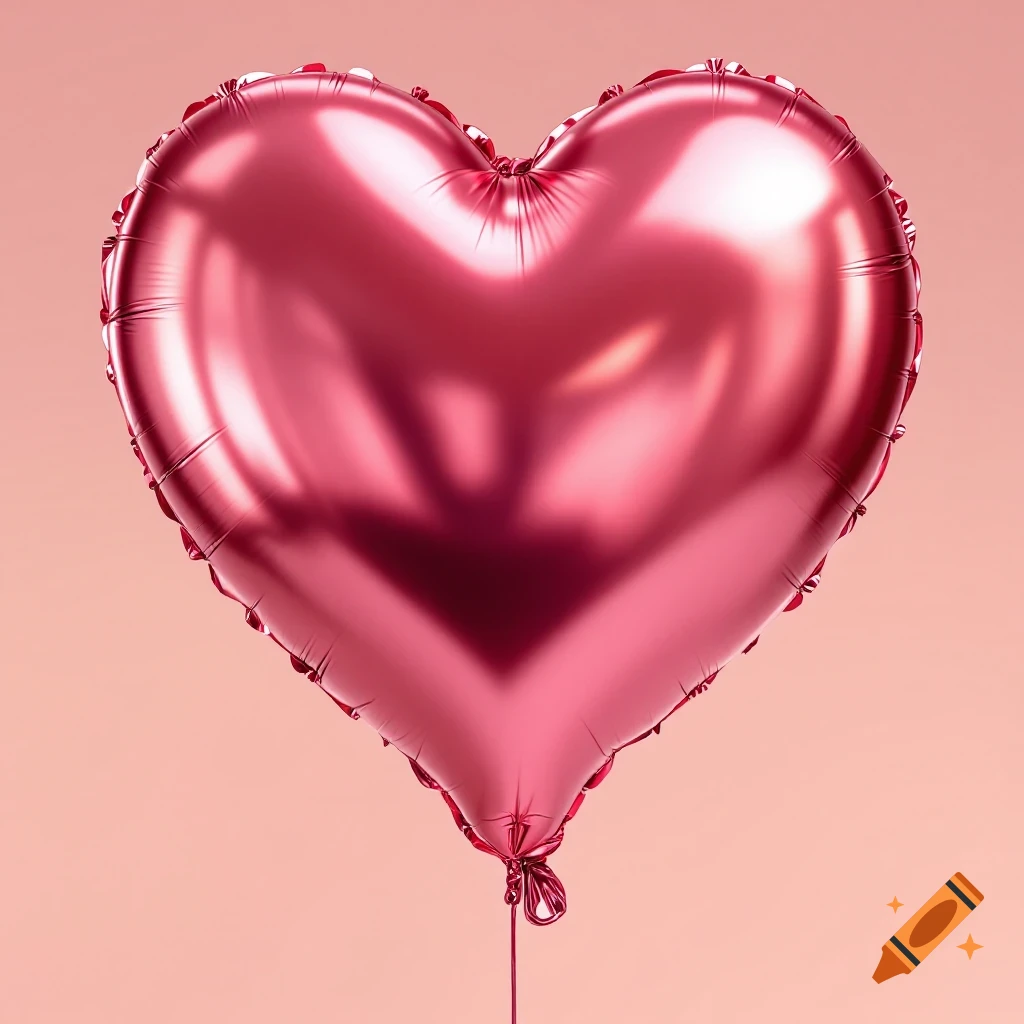 Photorealistic pink metallic heart balloon