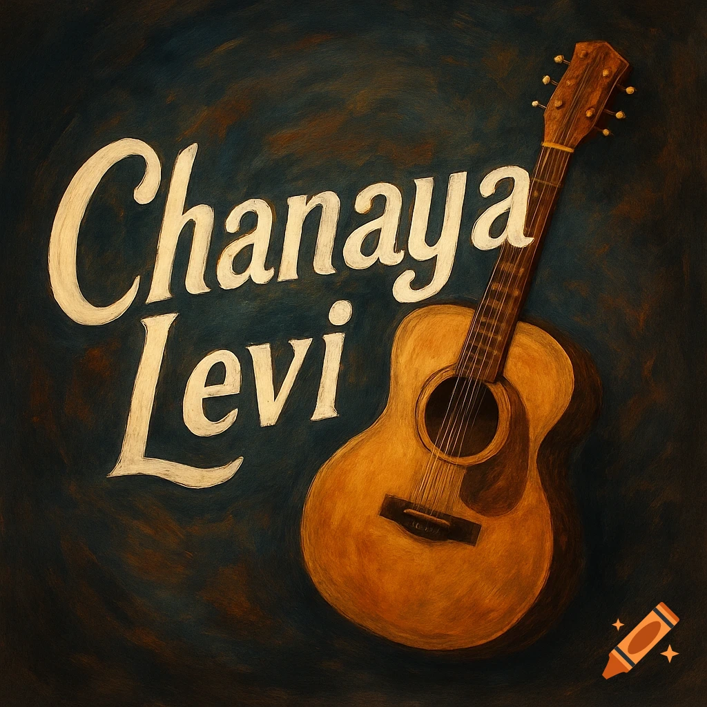 A guitar and text 'Chanaya Levi' on a dark, textured background.