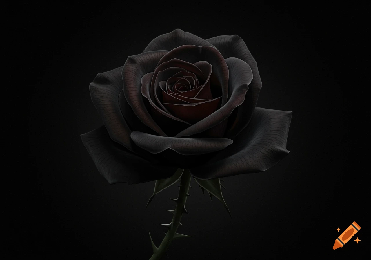 A black rose on a dark background.