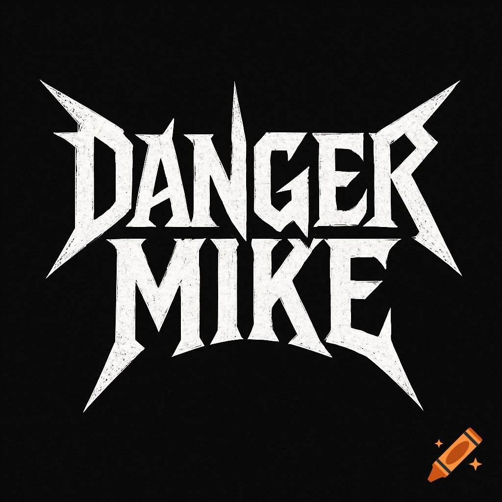 White heavy metal style logo with 'DANGER MIKE' text on a black background.