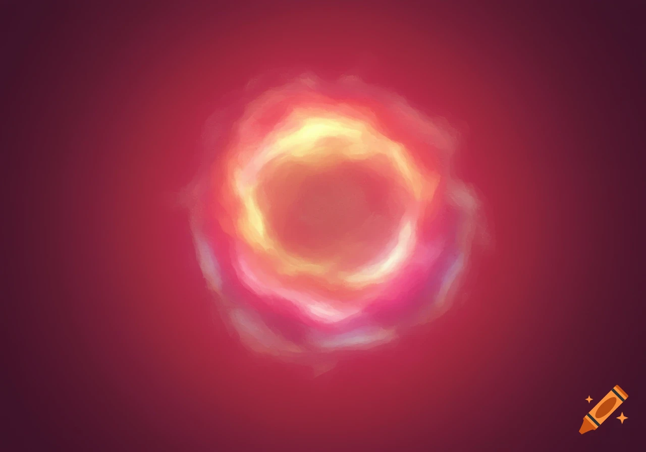 Abstract glowing ring on a red background.