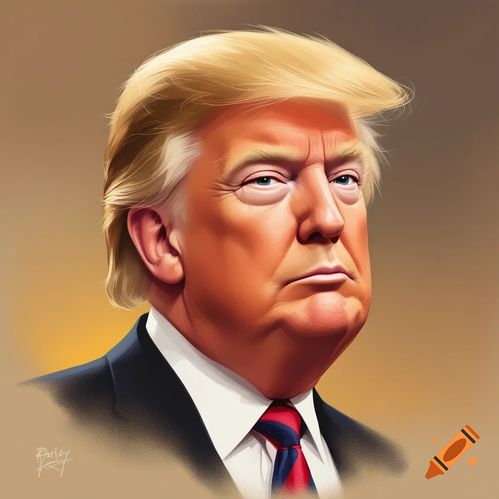 Caricature portrait of Donald Trump