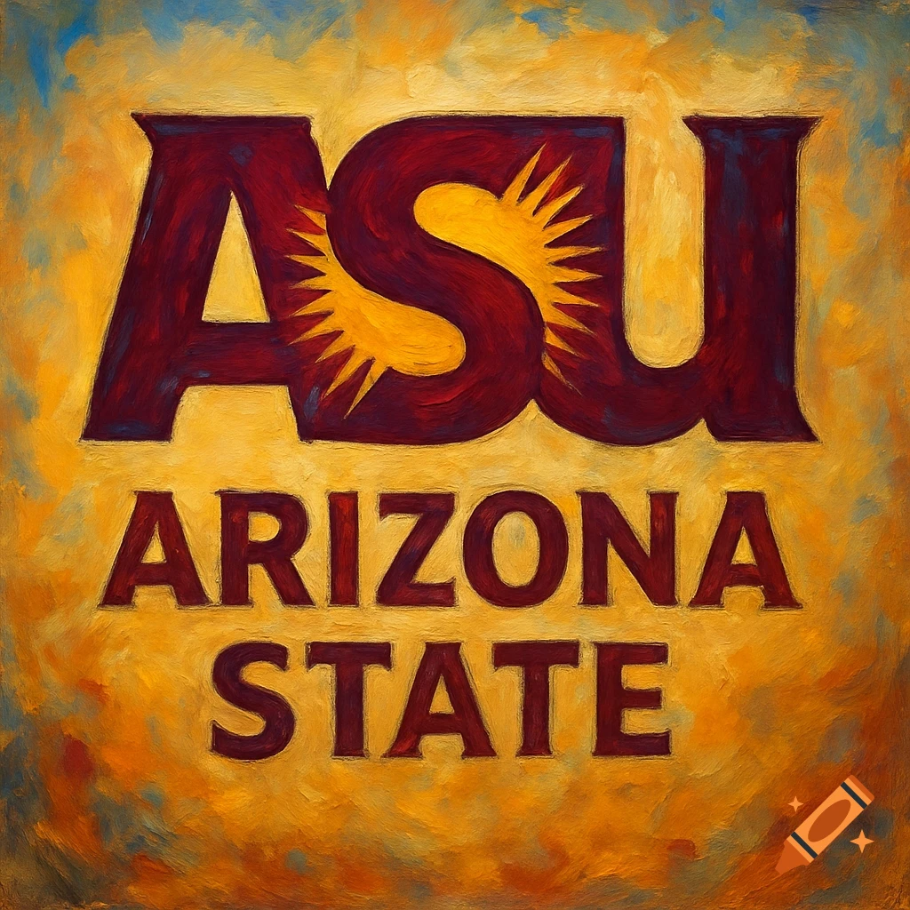 ASU Arizona State logo in a painterly style