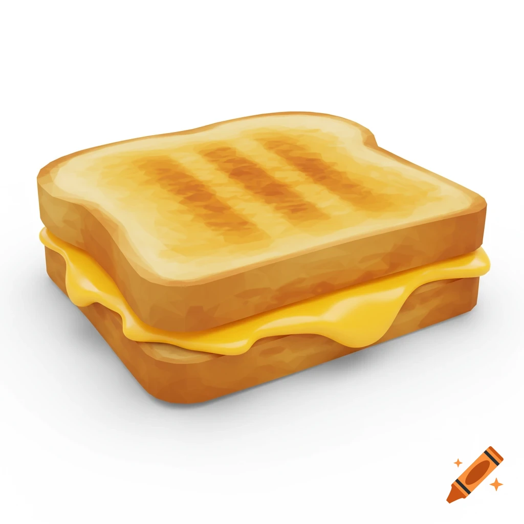 A grilled cheese sandwich rendered in a low poly style.