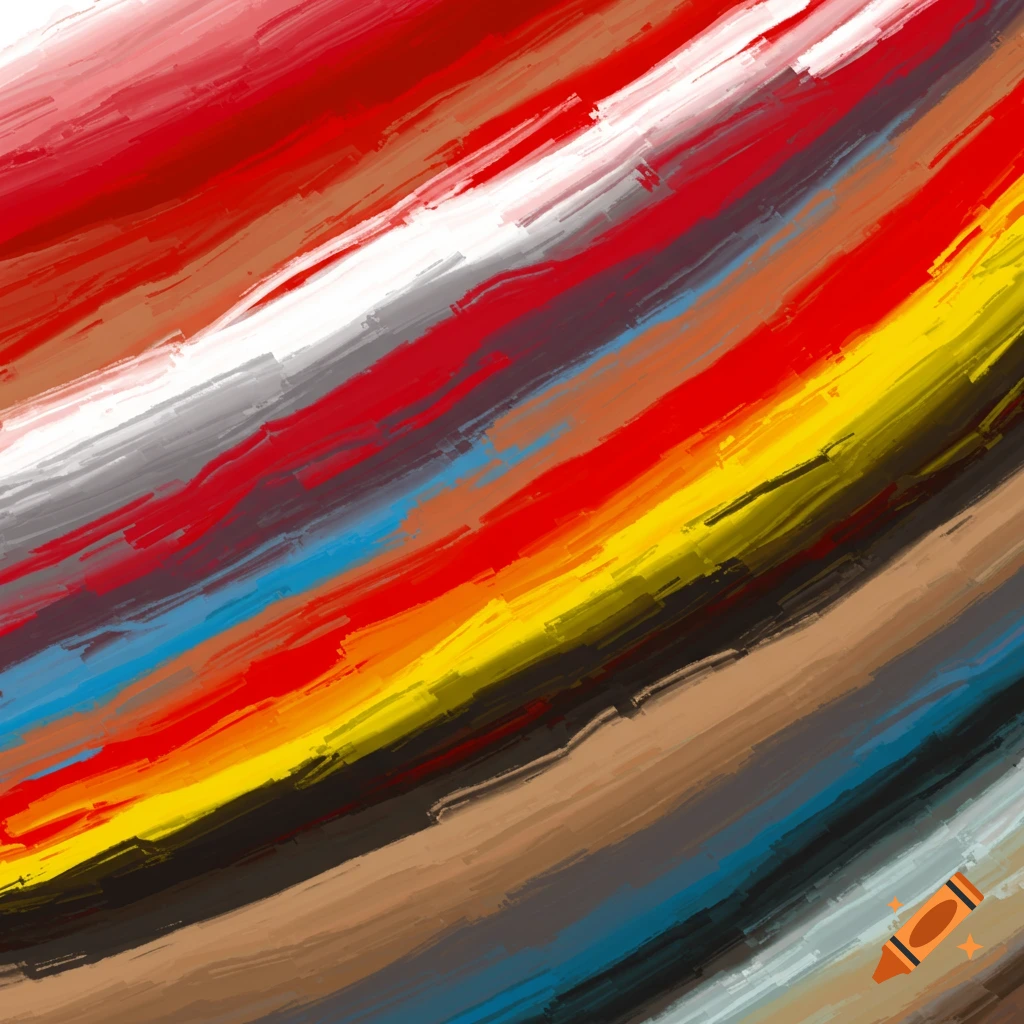 Abstract digital painting with diagonal brush strokes in multiple colors.