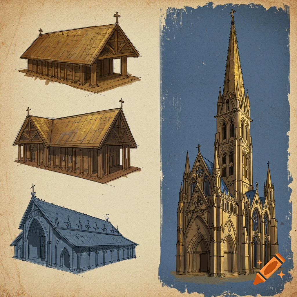 Architectural sketches of Christian churches