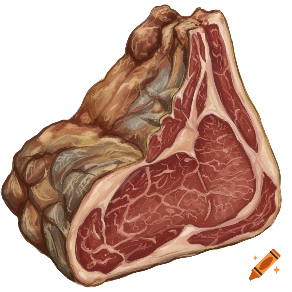 Illustration of a large piece of meat on a white background