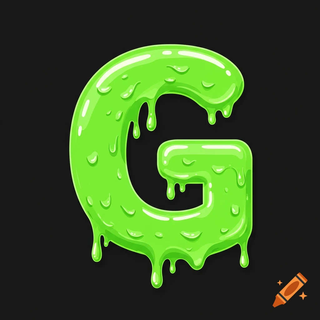 Illustration of the letter G made of green slime.