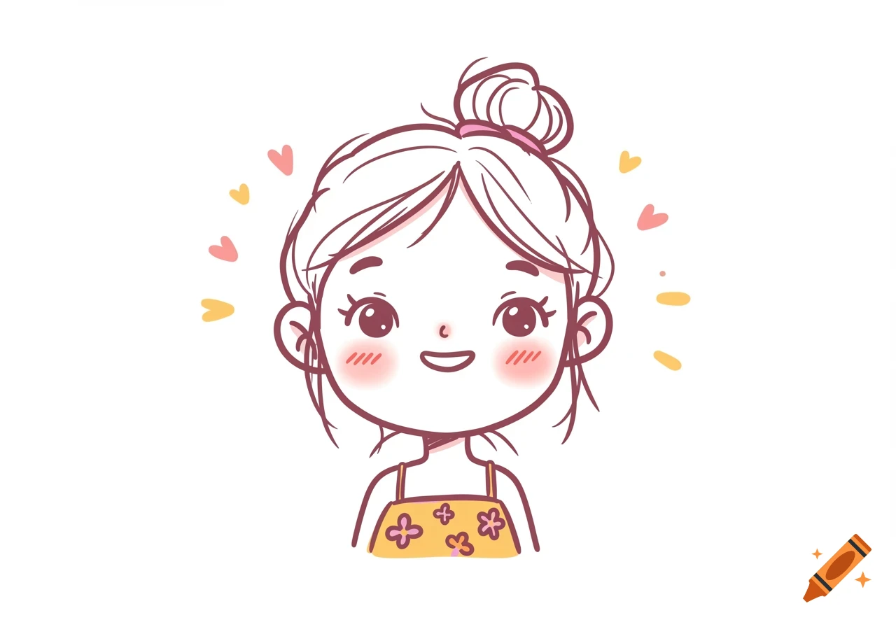 cute doodle of a person with hearts around their head