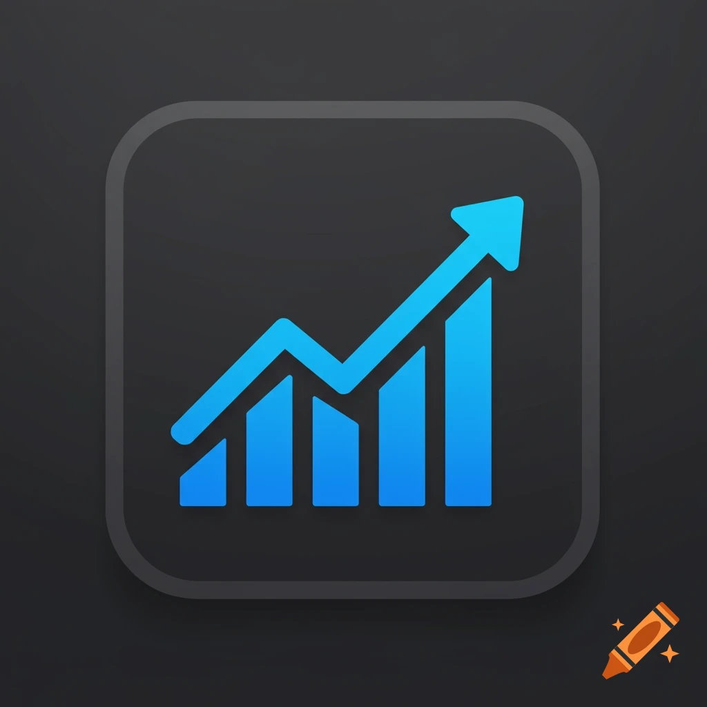 App icon showing a blue bar chart and line graph trending upwards on a dark background.