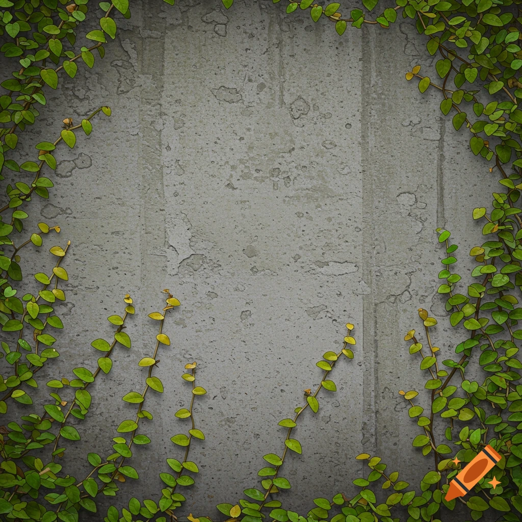 Concrete wall covered in green vines