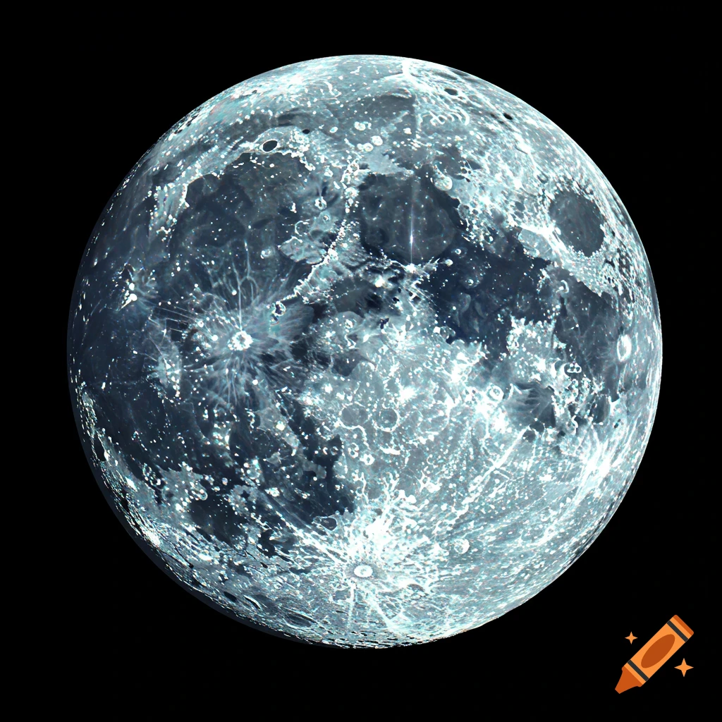 A full moon glows with a textured, dichroic glitter effect against a black background.