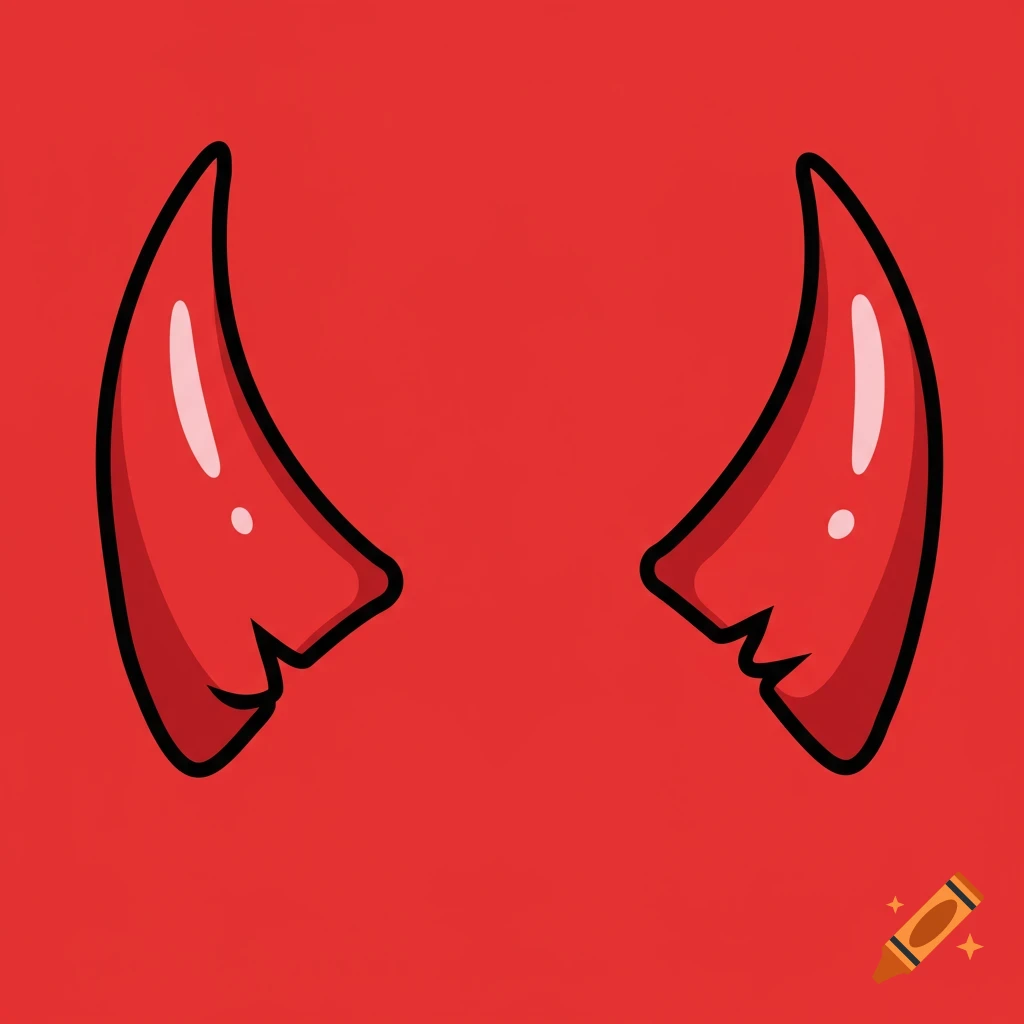 Cartoon red devil horns on a red background