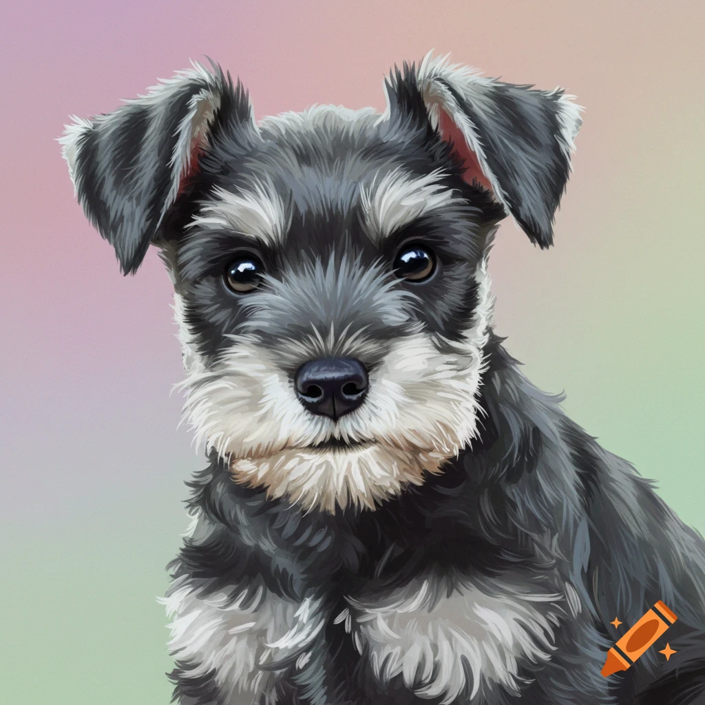 A portrait of a Schnauzer puppy.