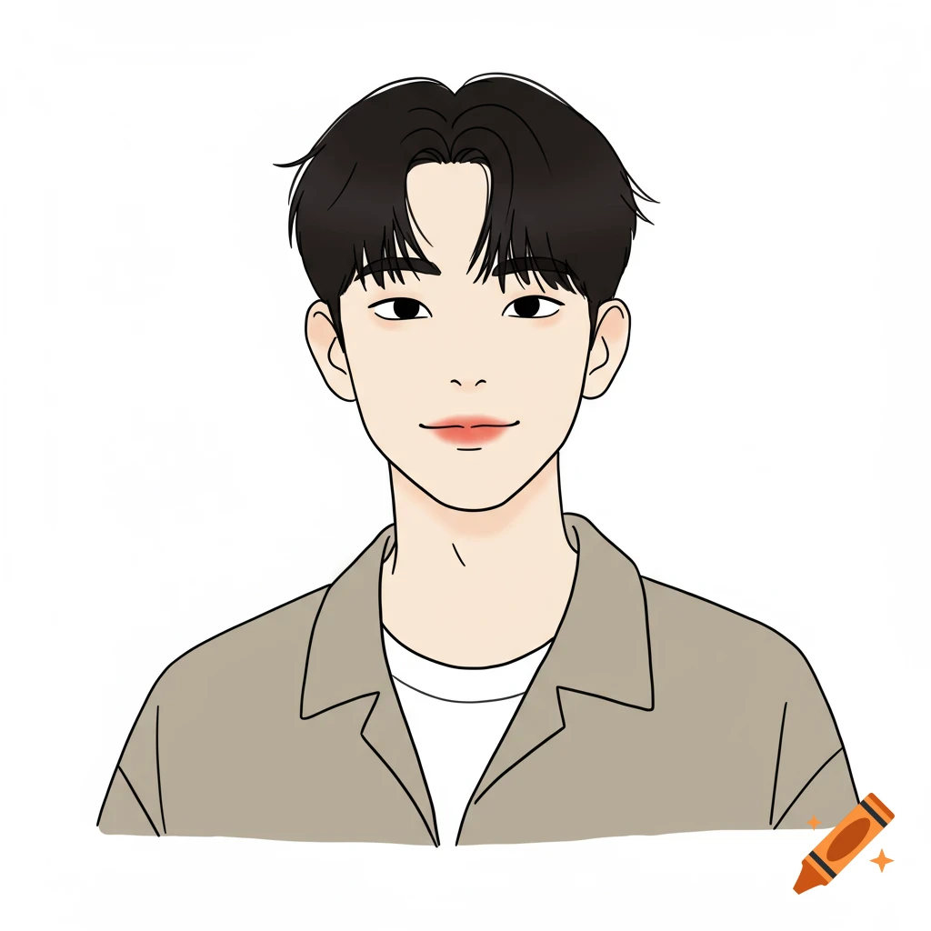 Simple illustration portrait of an Asian man