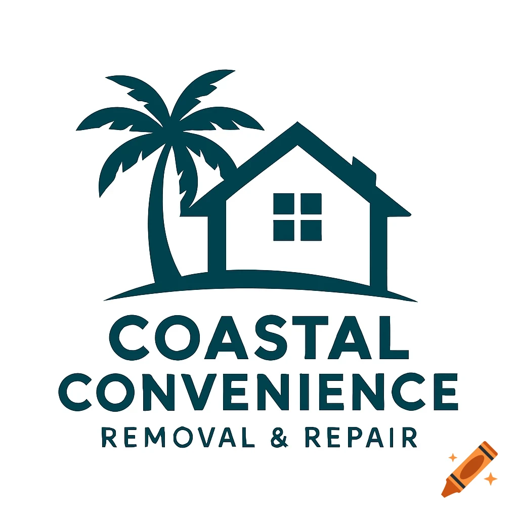 Logo for Coastal Convenience Removal & Repair with a house and palm tree.